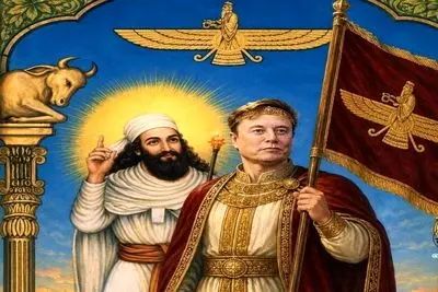 پرچم اهورامزدا در دستان ایلان ماسک